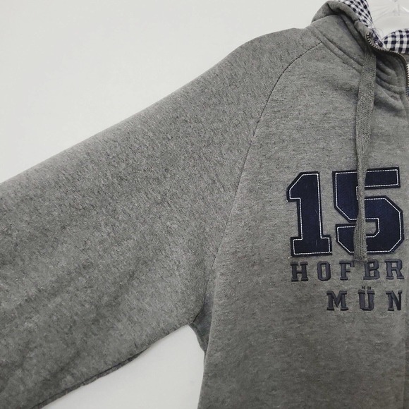 Hofbrauhaus Munchen Jacket Hoodie L Gray Full Zip Hooded Outerwear Streetwear - Picture 4 of 11